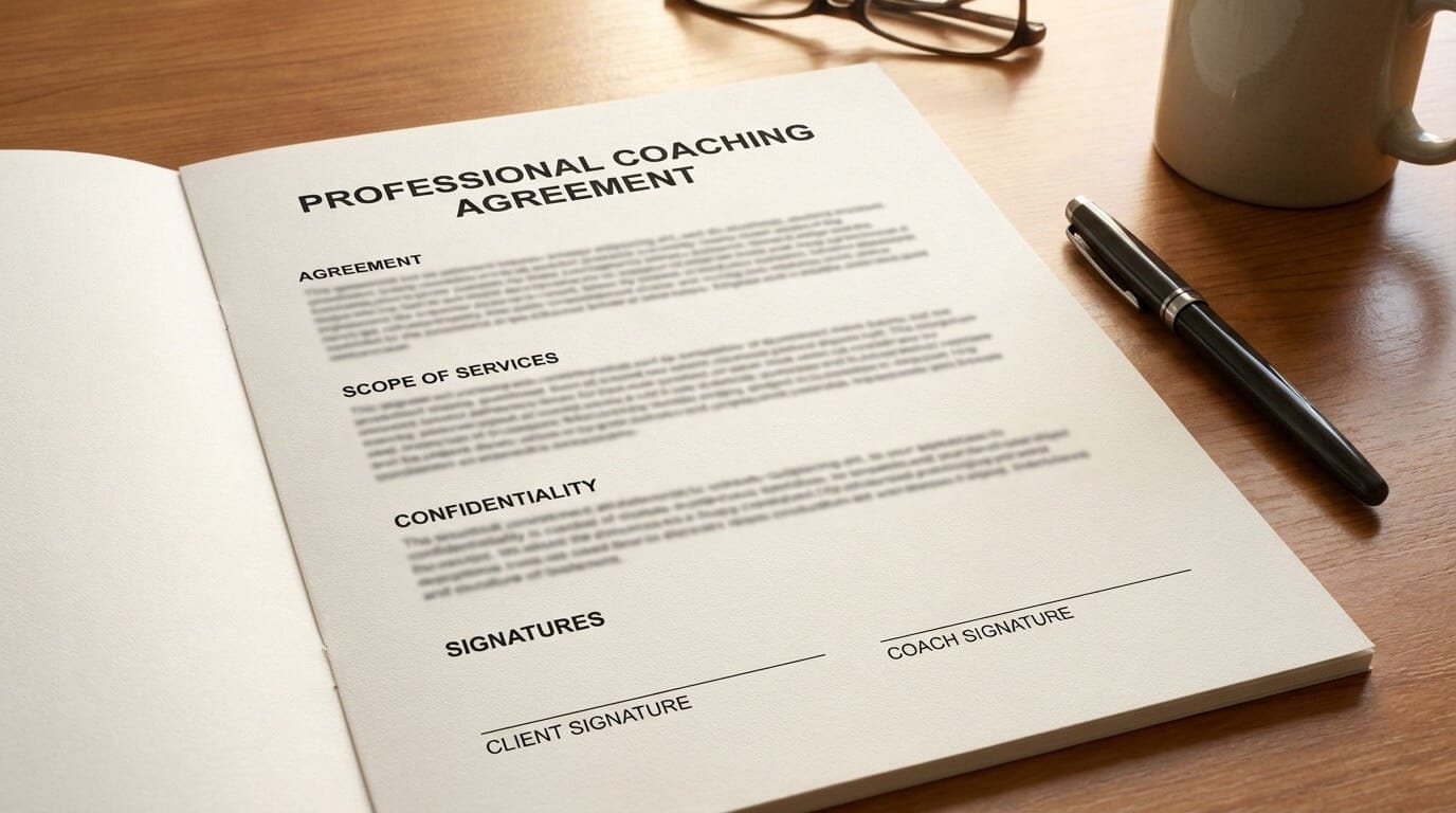 Professional coaching agreement document ready for signature