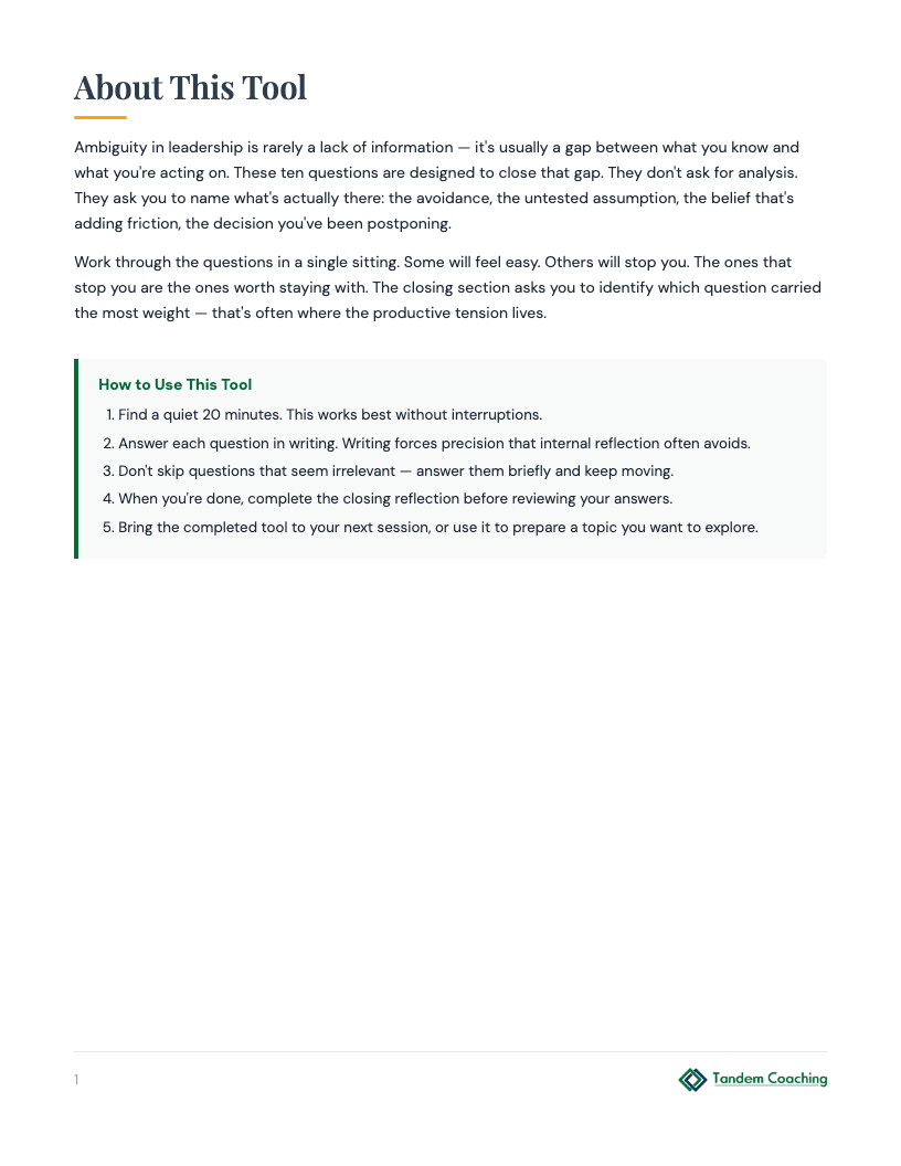 10 Questions for Clarity - preview