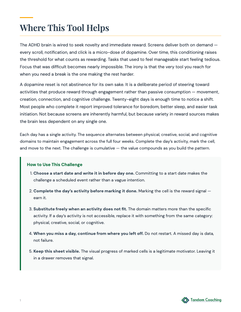 28-Day Dopamine Reset Challenge - preview