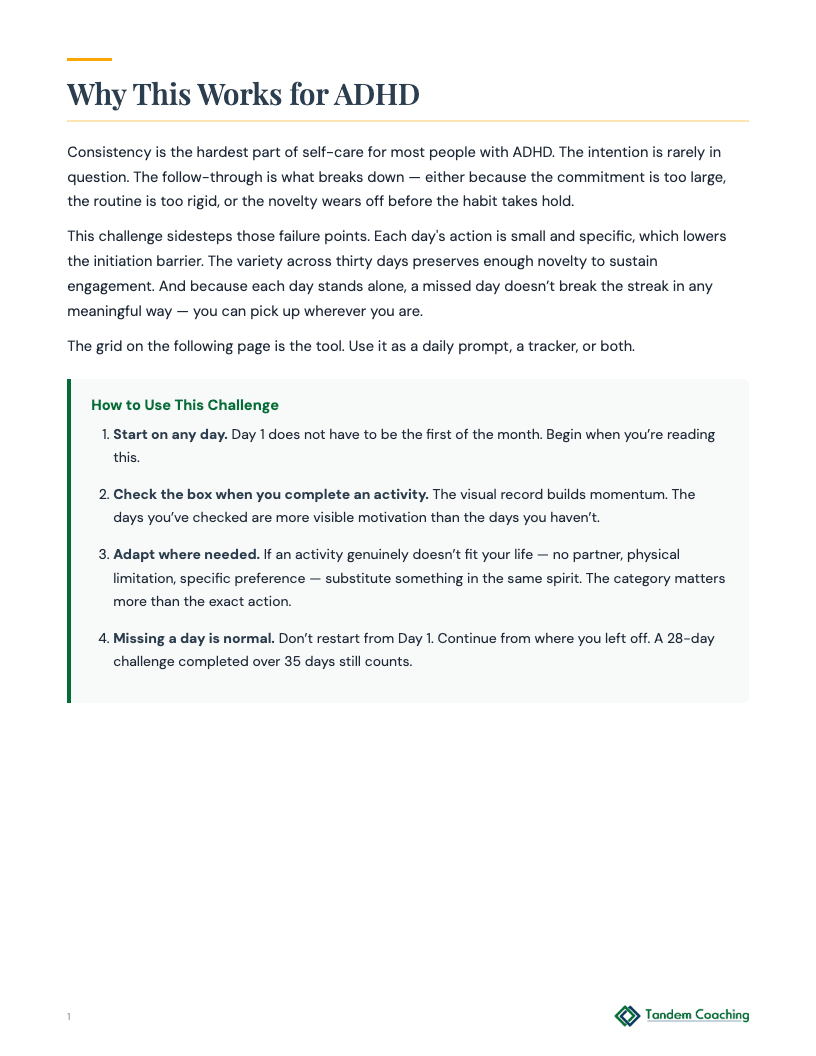 ADHD 30-Day Self-Care Challenge - preview