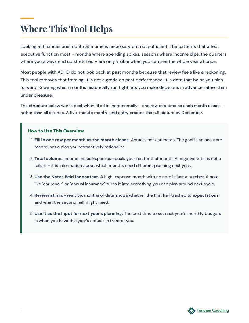 ADHD Annual Budget - preview