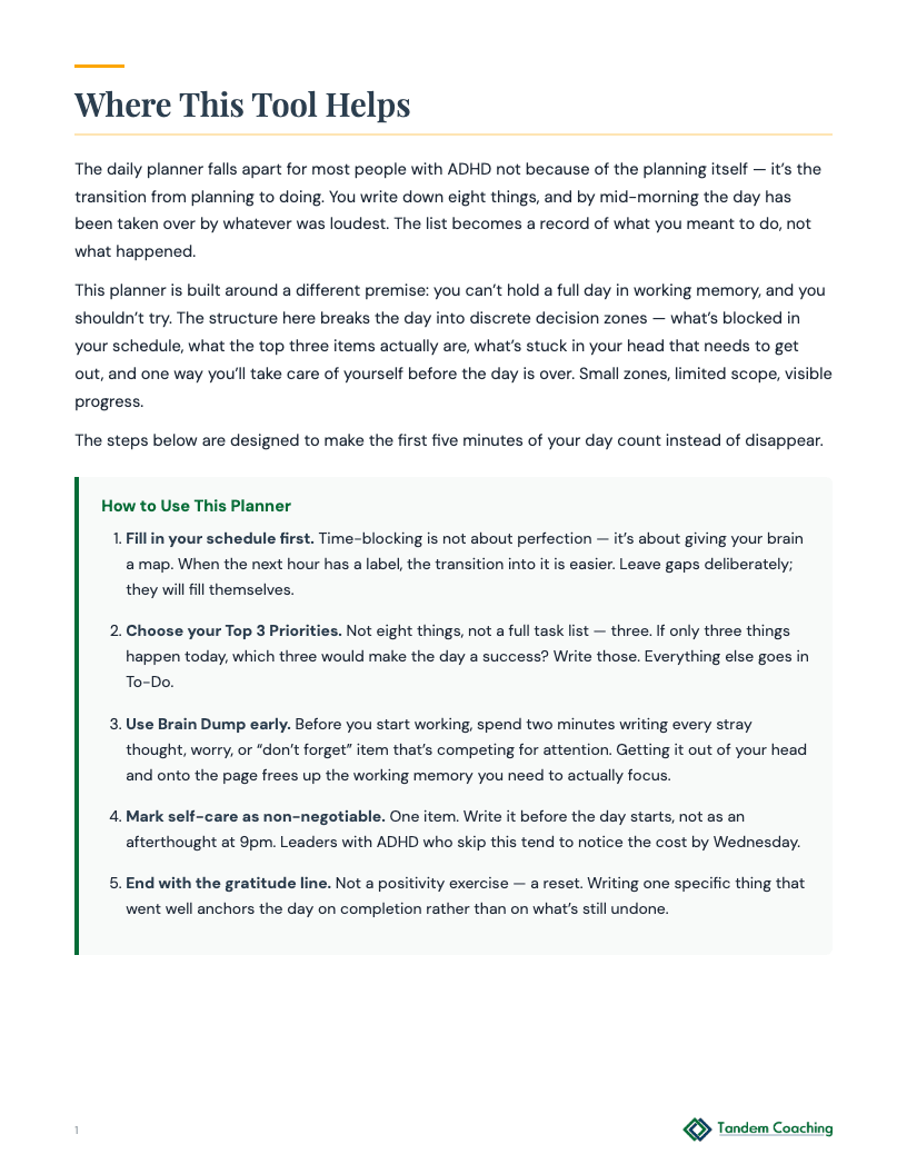 ADHD Daily Focus Planner - preview