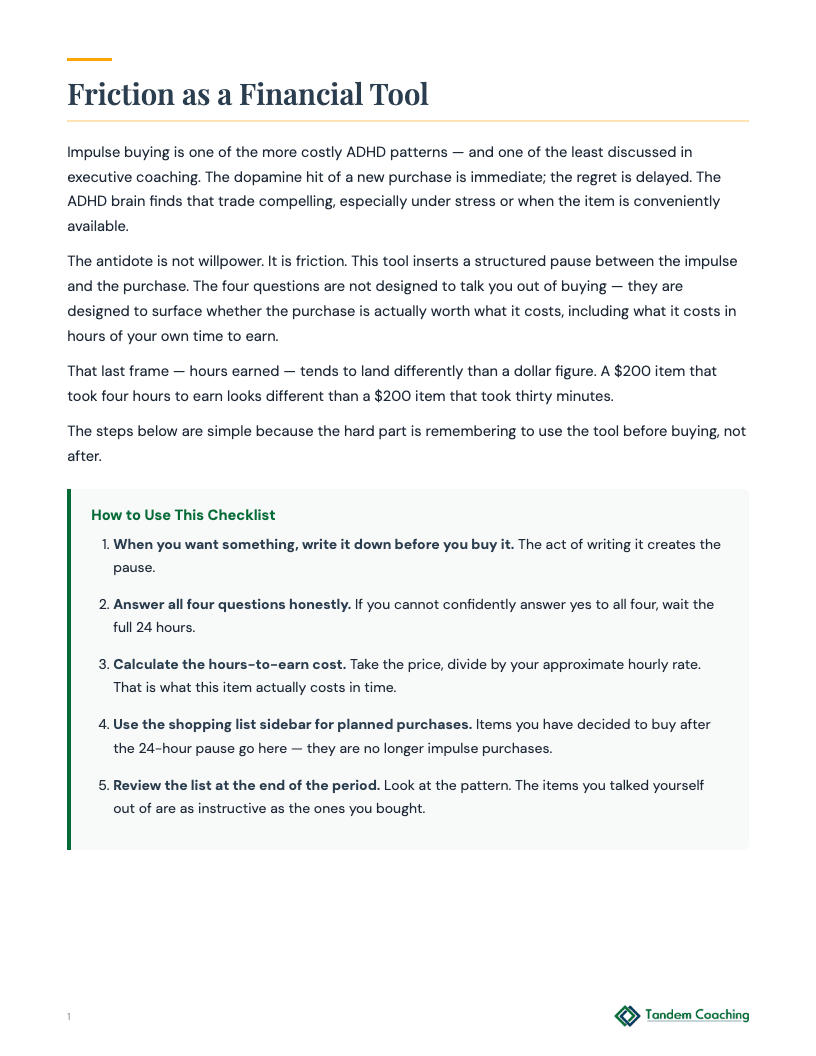 ADHD Impulse Purchase Checklist - preview