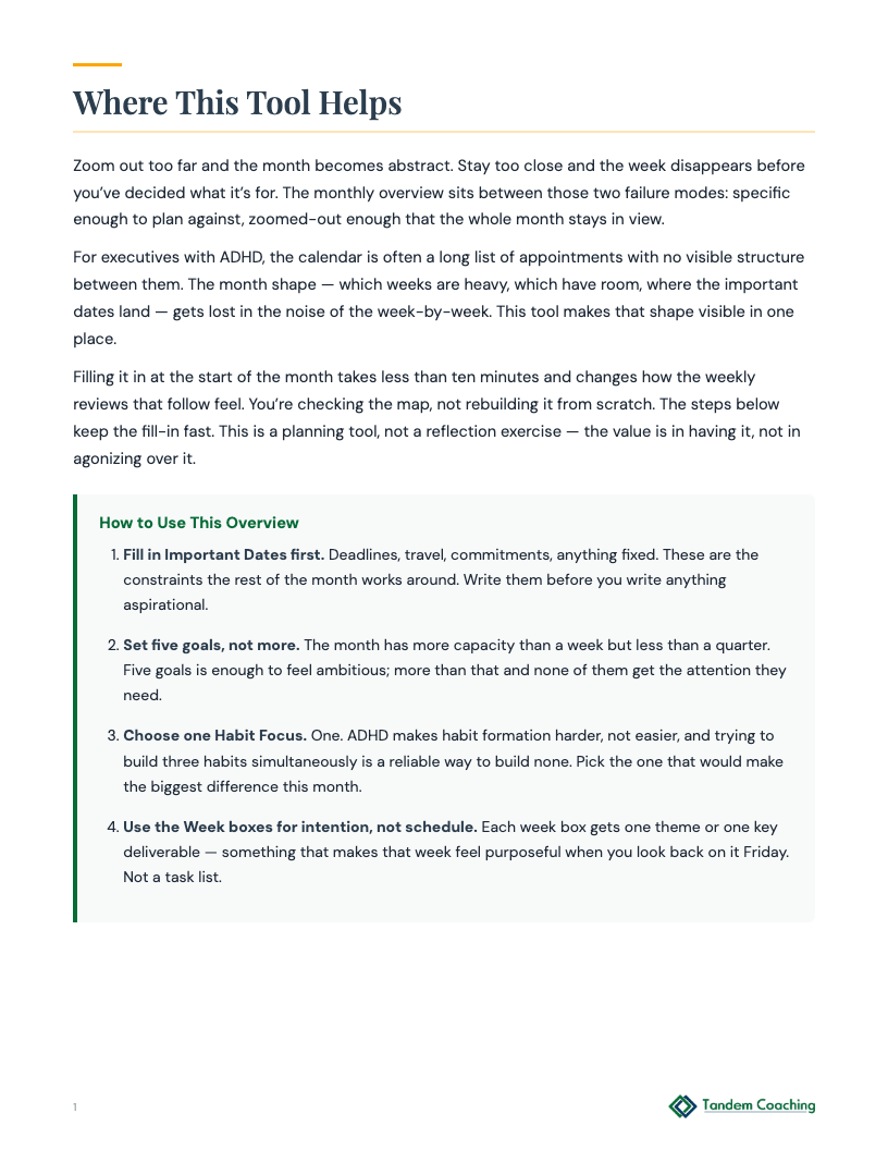 ADHD Monthly Overview - preview