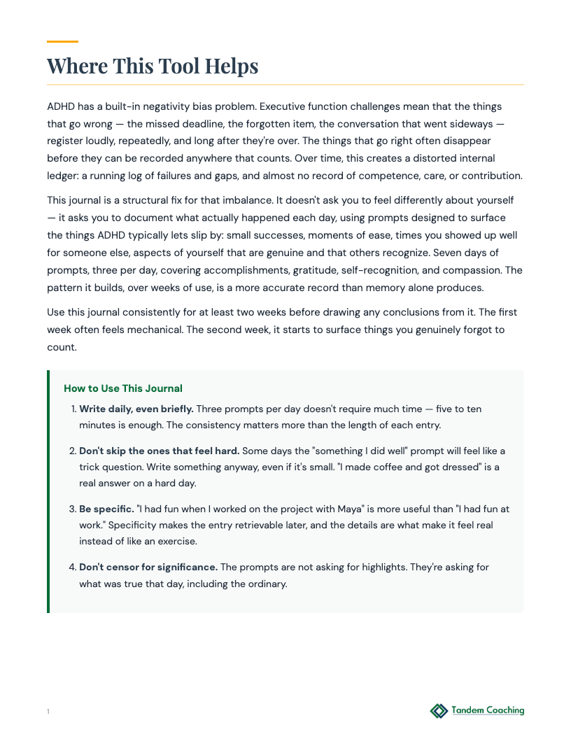 ADHD Self-Esteem Journal - preview