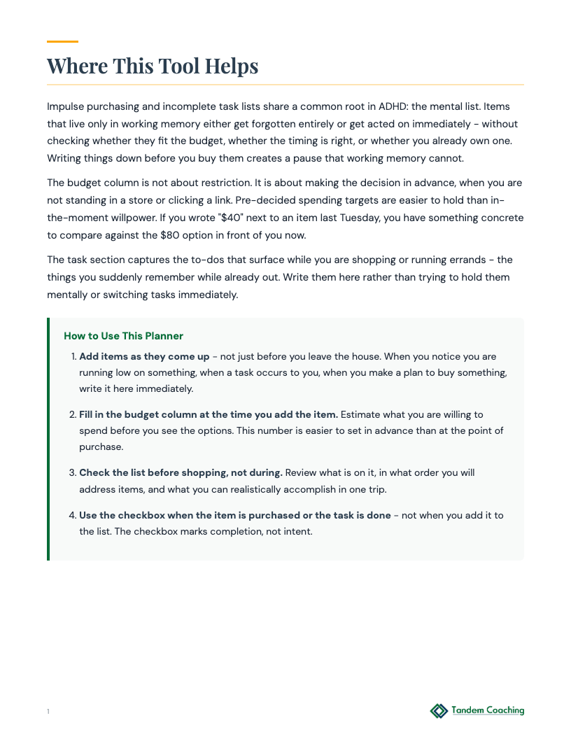 ADHD Shopping & Task Planner - preview