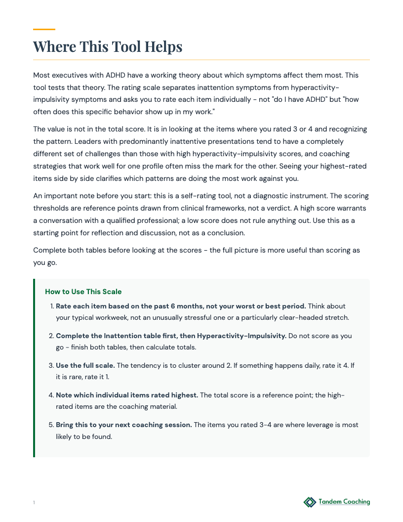 ADHD Symptom Rating Scale - preview