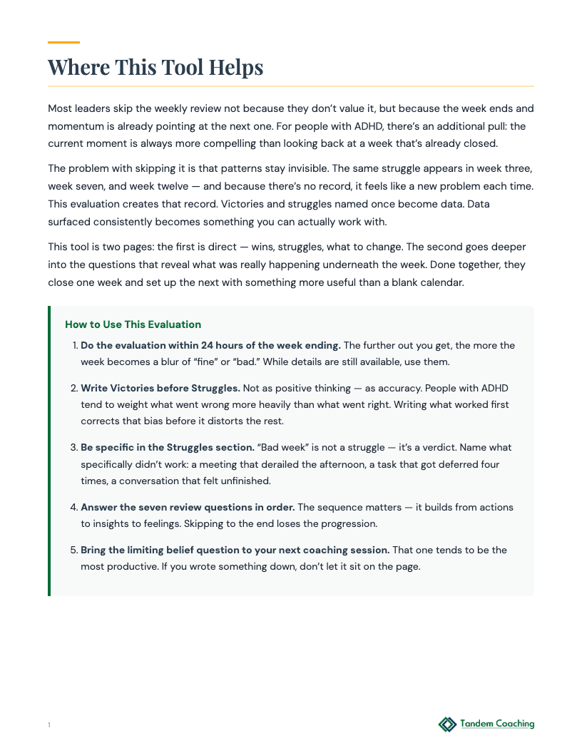 ADHD Weekly Evaluation - preview