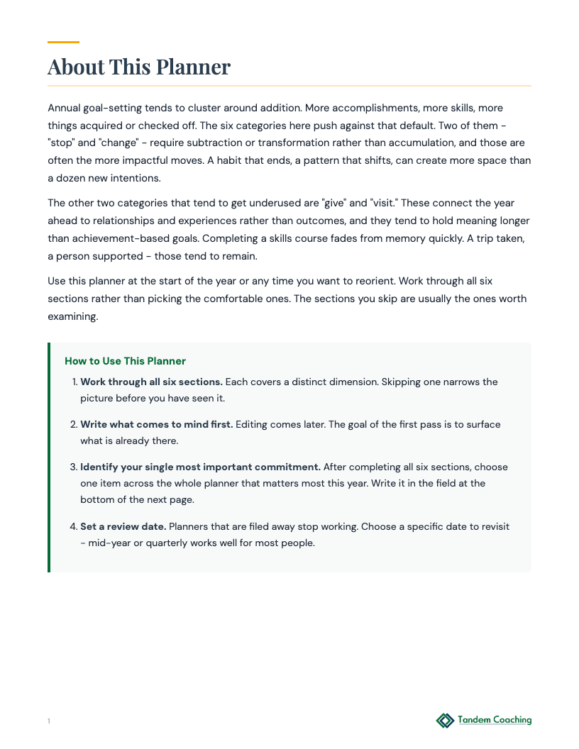 Annual Goals Planner - preview