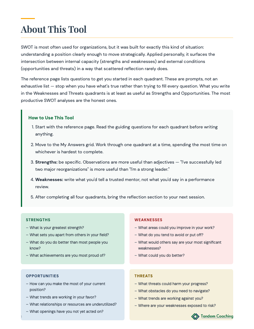 Self-Discovery Worksheet - preview