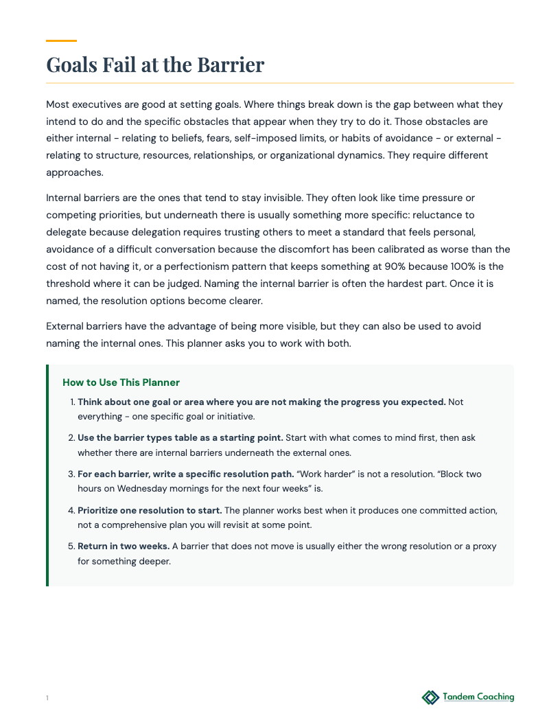 Barrier Resolution Planner - preview
