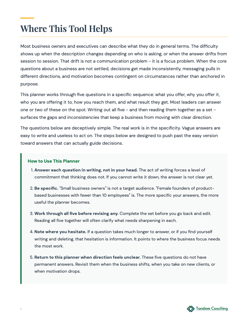 Business Focus Planner - preview