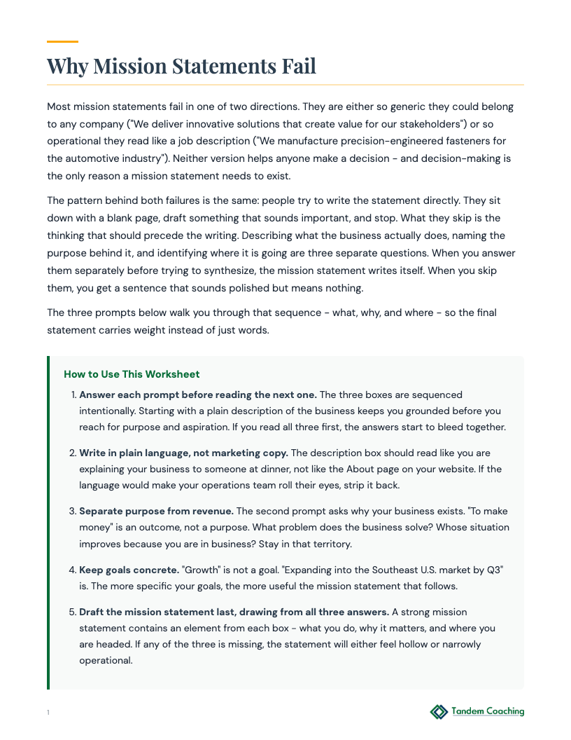 Business Mission Builder - preview