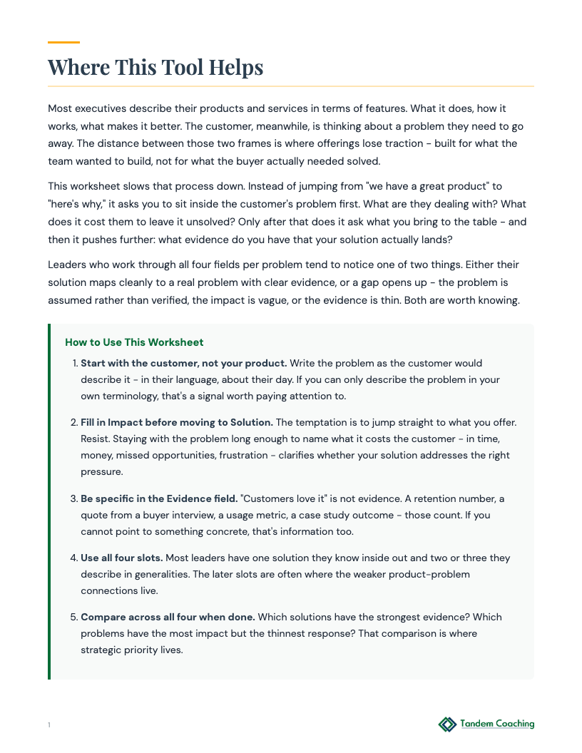 Business Solutions Worksheet - preview