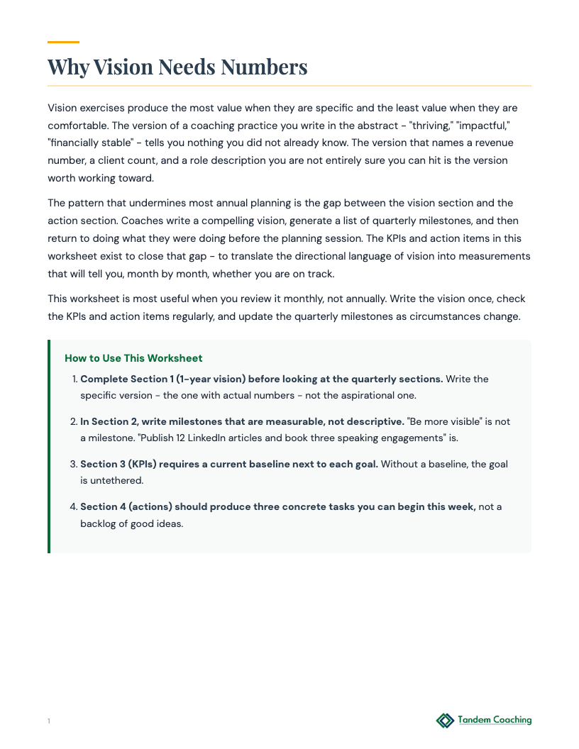 Business Vision & 1-Year Goals - preview