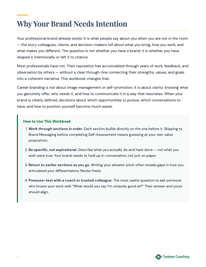 Career Branding Workbook - preview