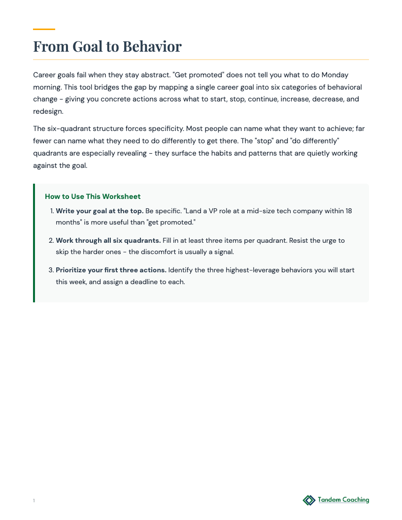 Career Goal Action Map - preview