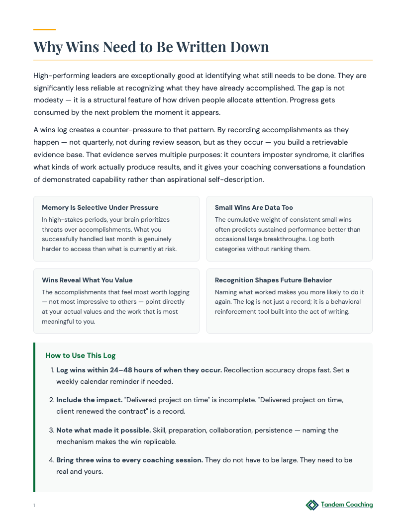 Celebration and Wins Log - preview