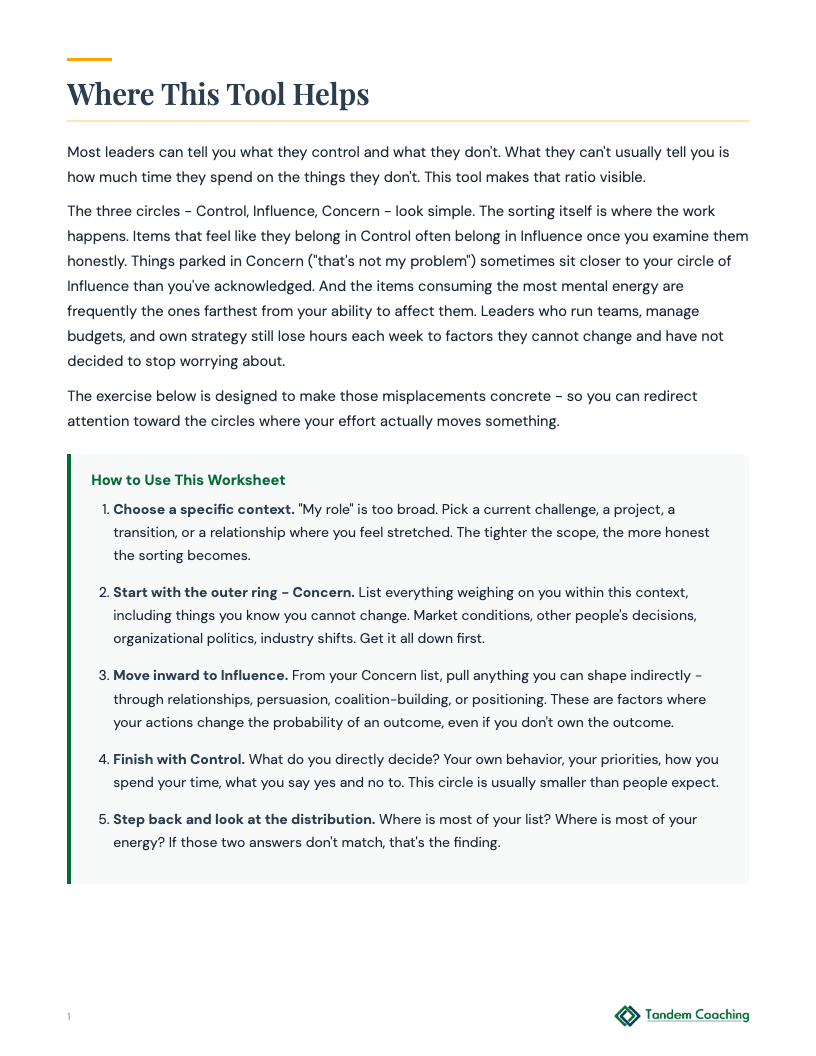 Circle of Influence - preview