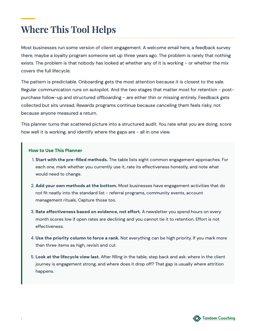 Client Engagement Planner - preview