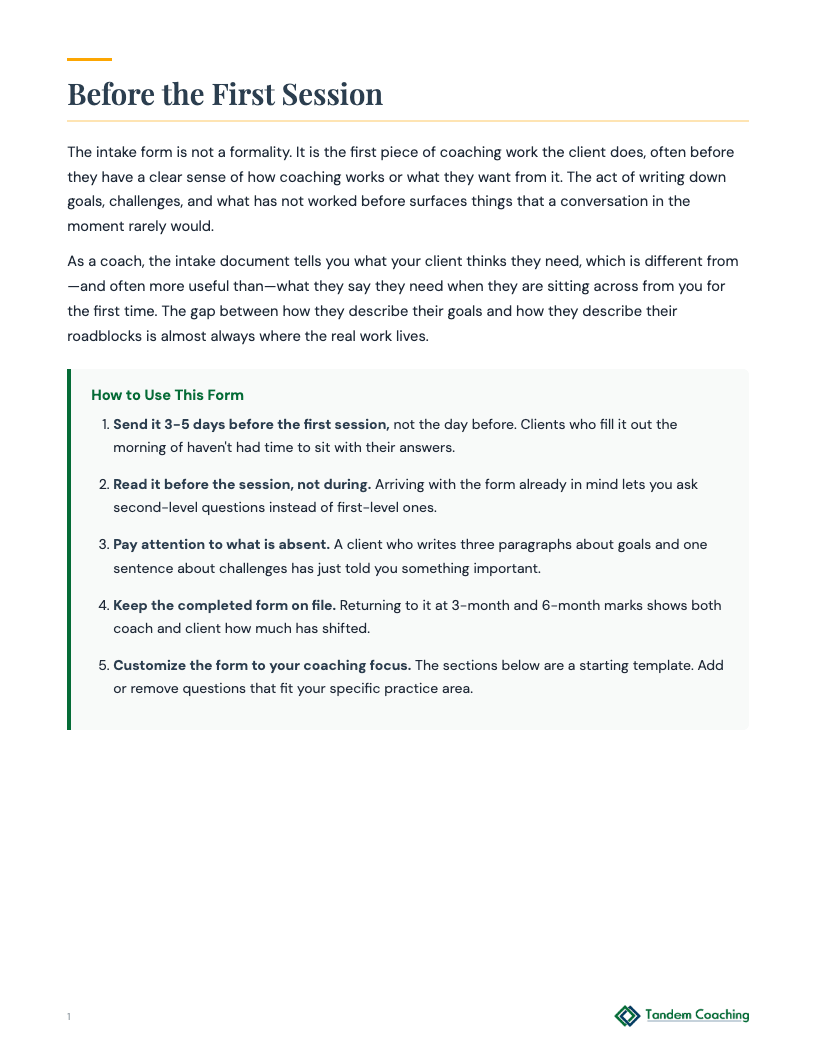Client Intake Form - preview