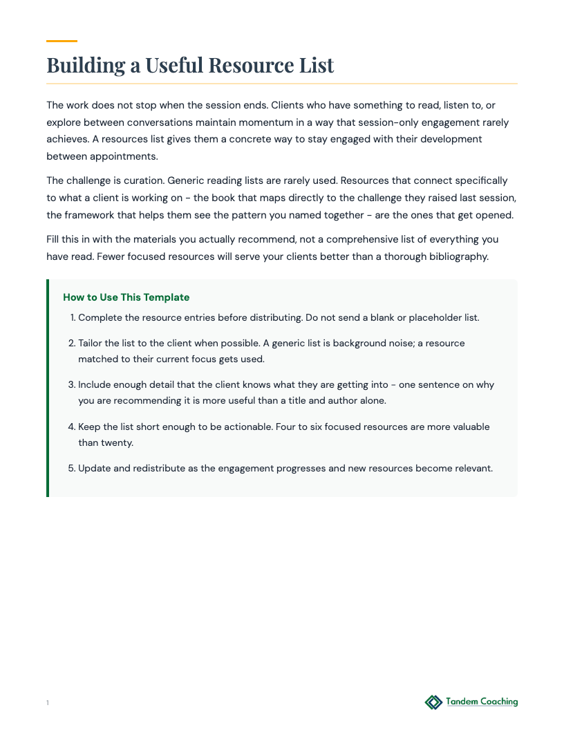 Coaching Resources - preview