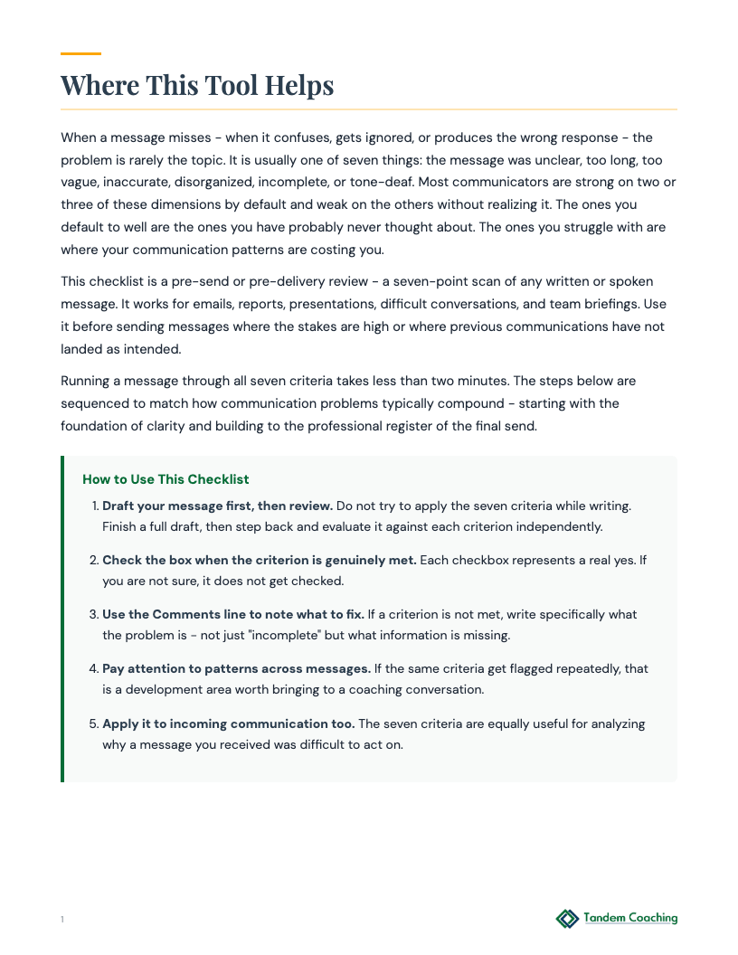 Communication Quality Checklist - preview