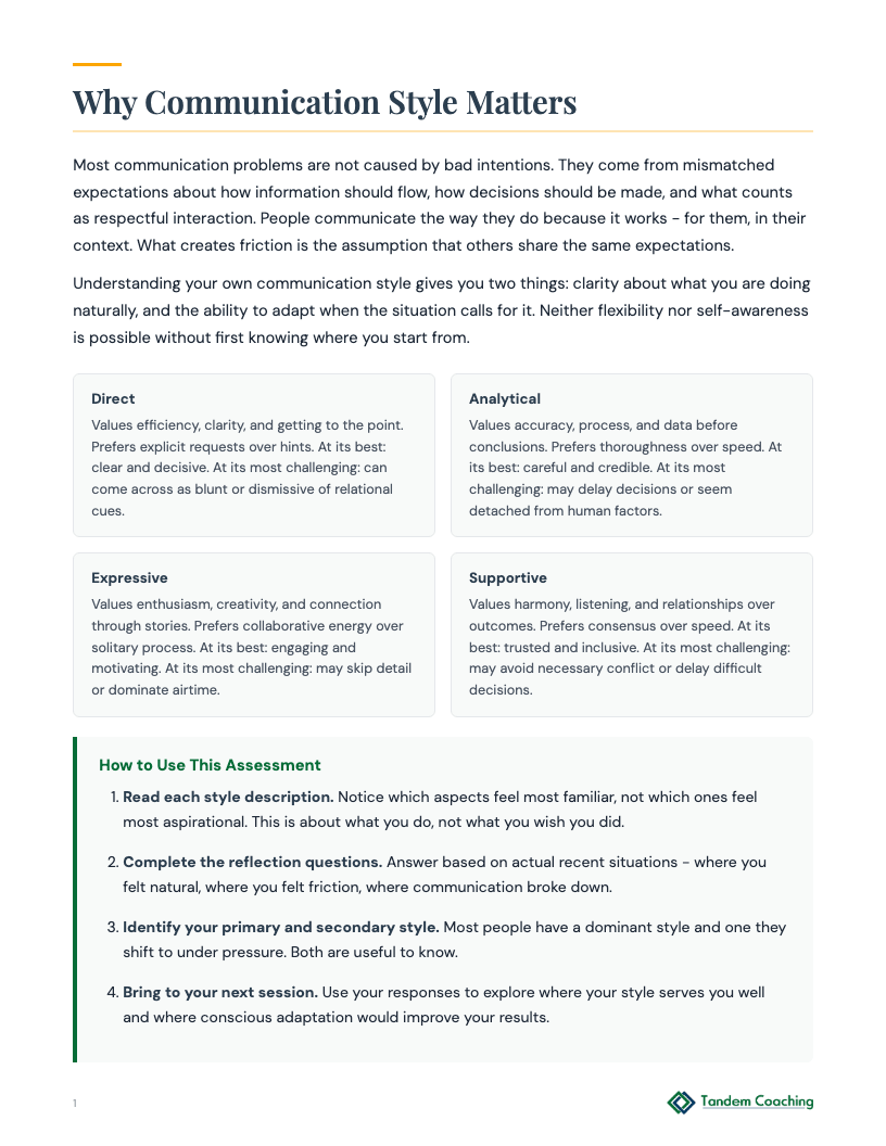 Communication Style Assessment - preview