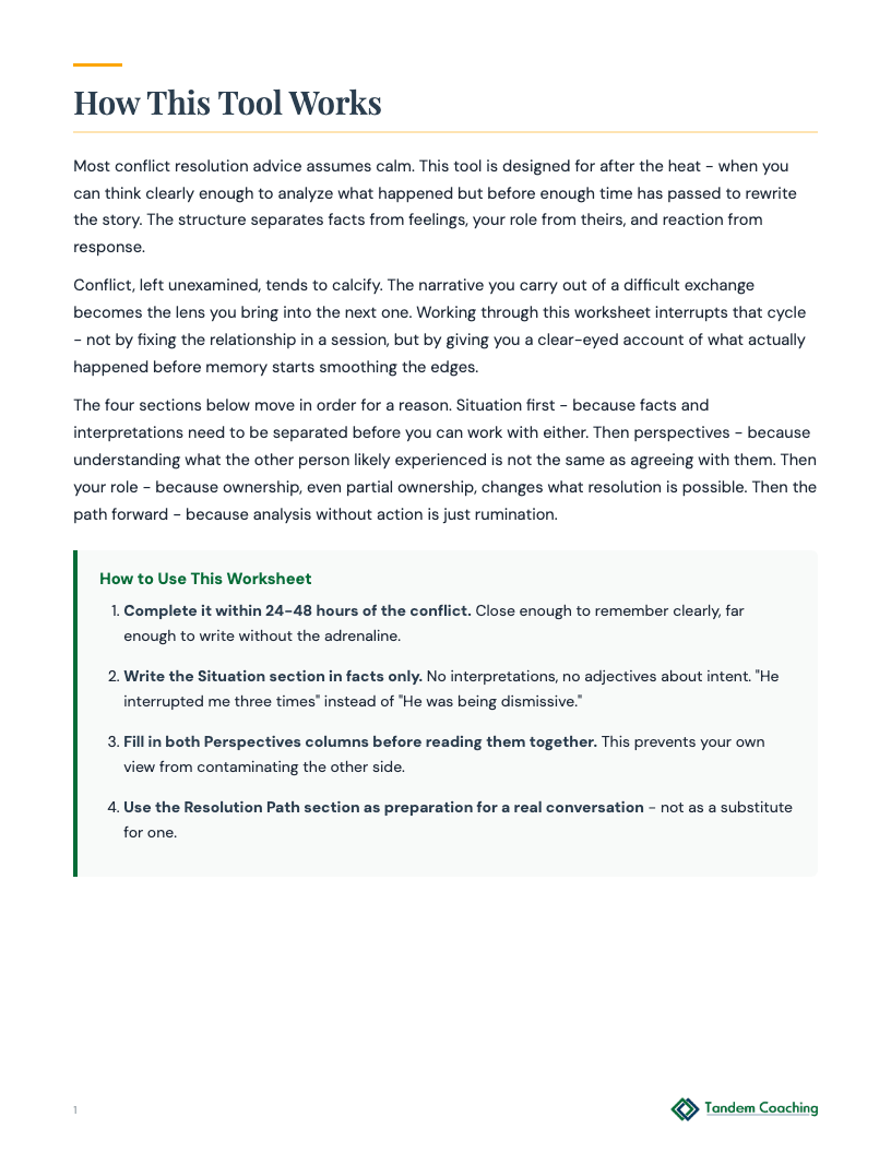 Conflict Resolution Worksheet - preview