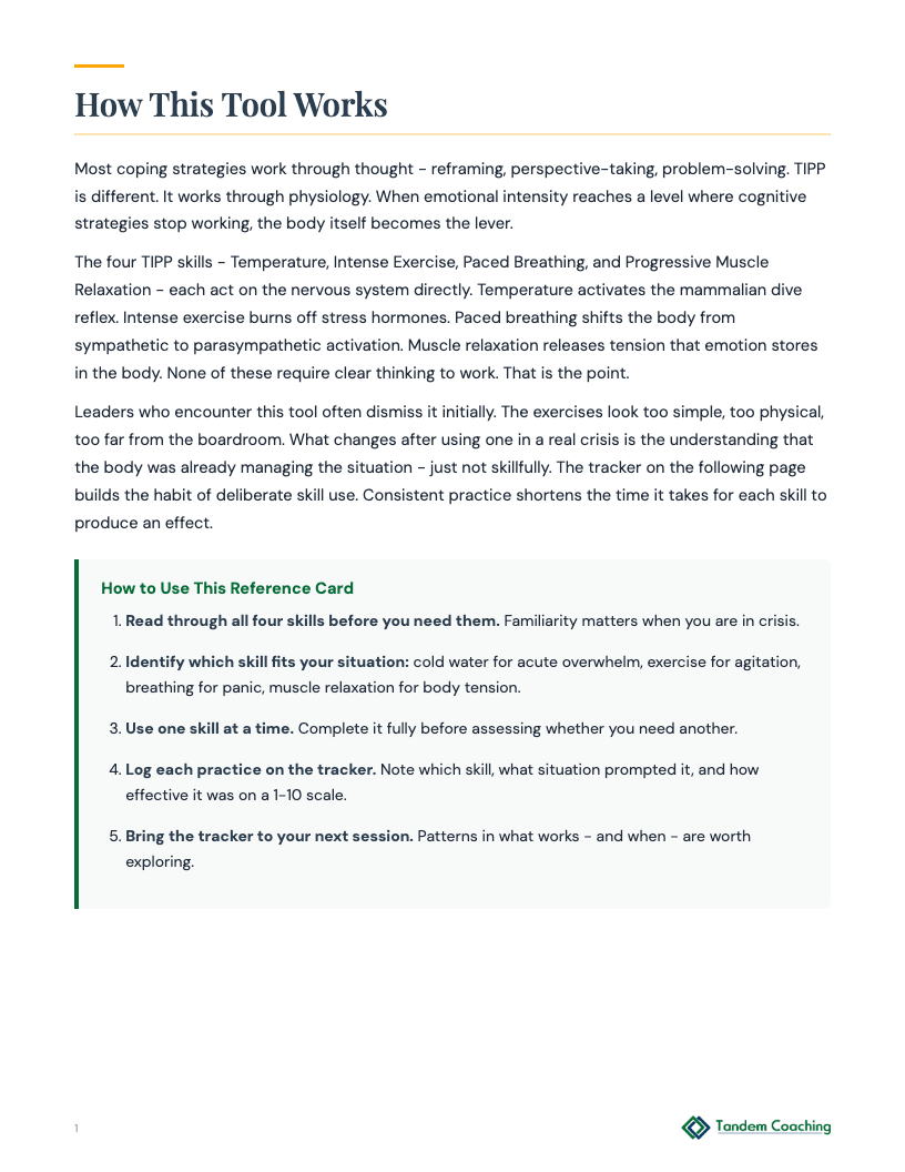 DBT Distress Tolerance: TIPP Skills - preview