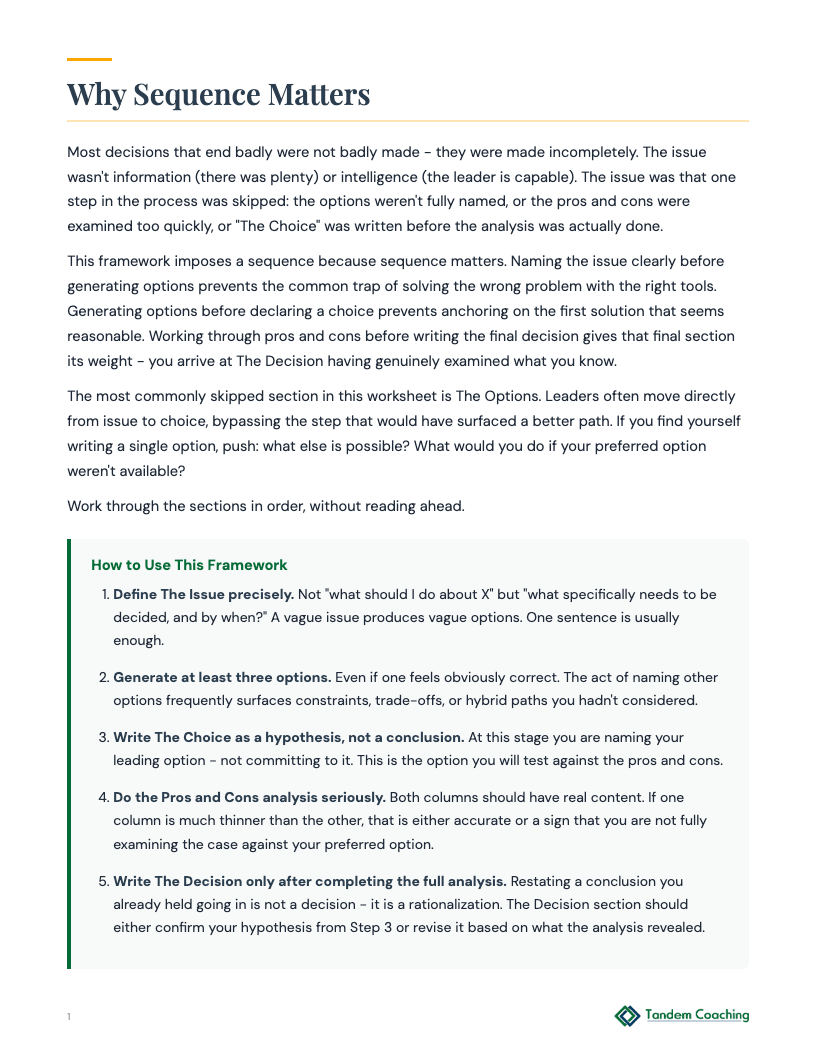 Decision Making Framework - preview