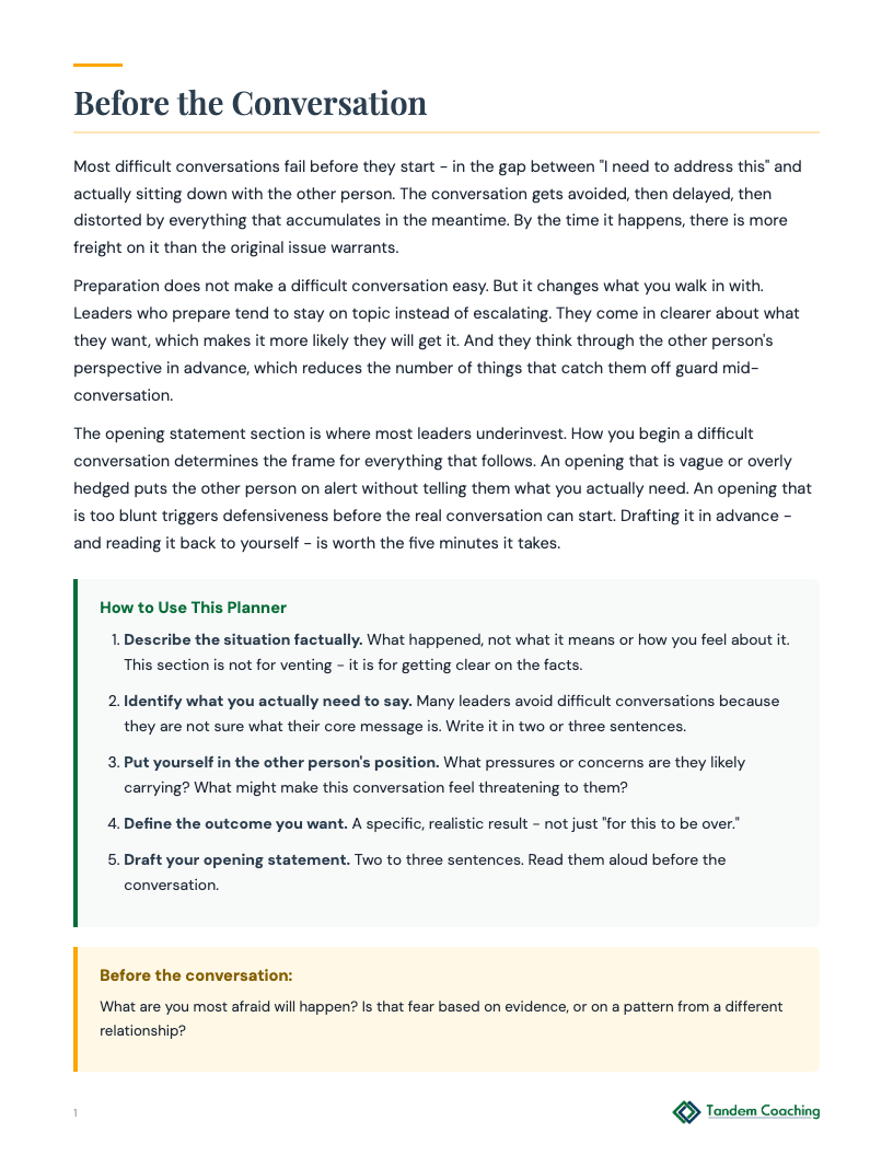Difficult Conversation Planner - preview