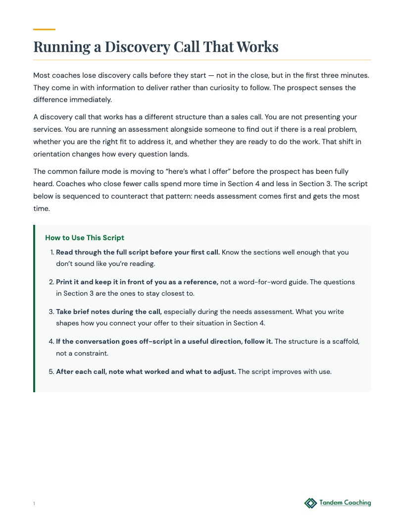Discovery Call Script & Framework - preview