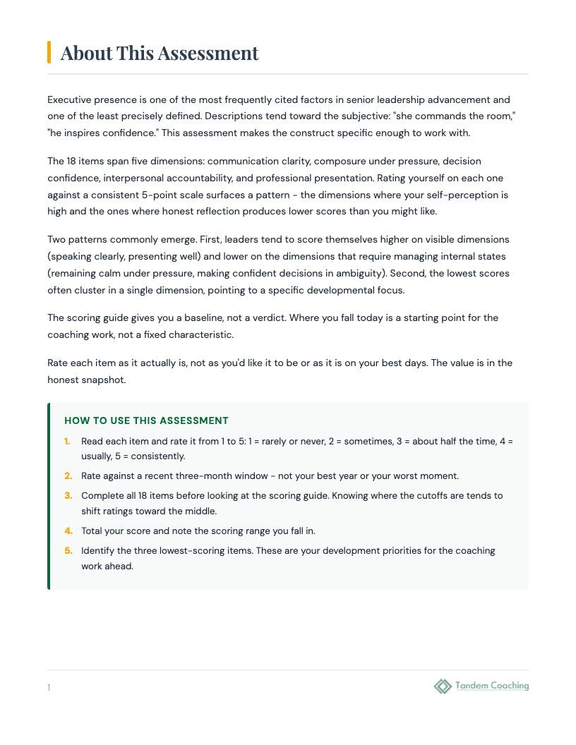 Executive Presence Self-Assessment - preview