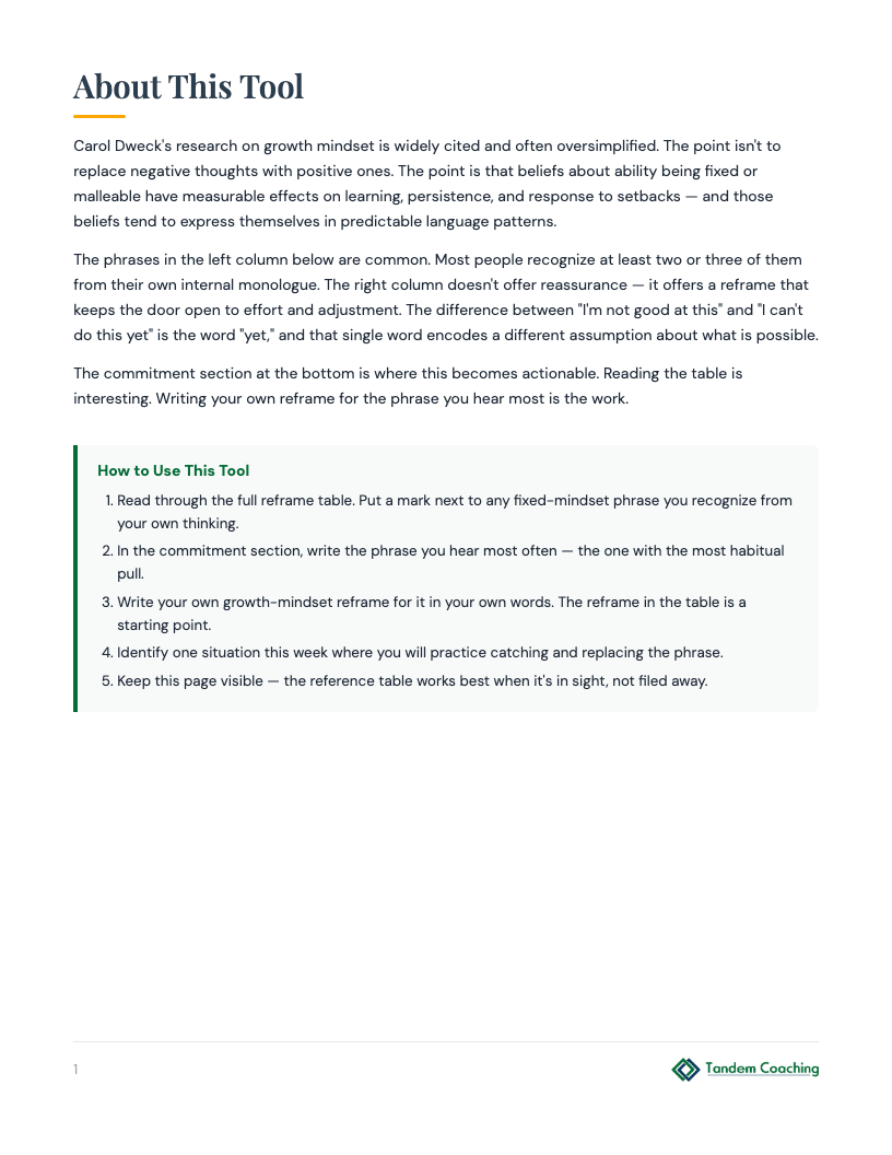 Growth Mindset Quick Reference - preview