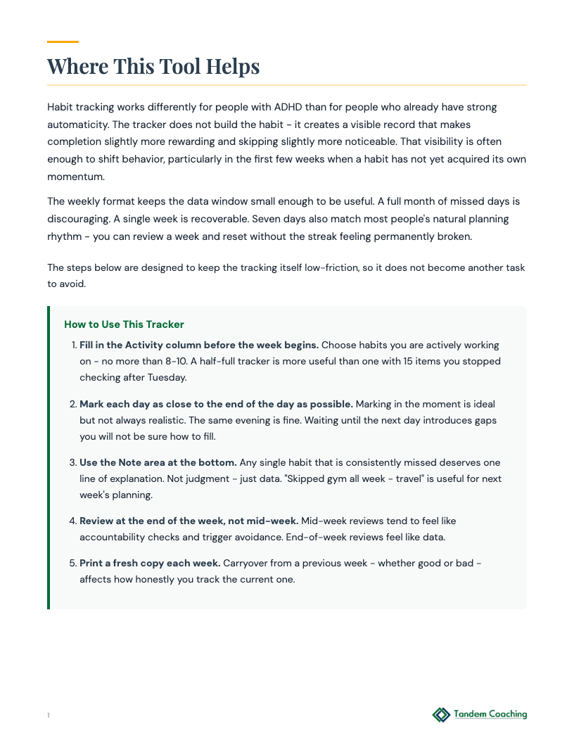 Habit Tracker Weekly - preview