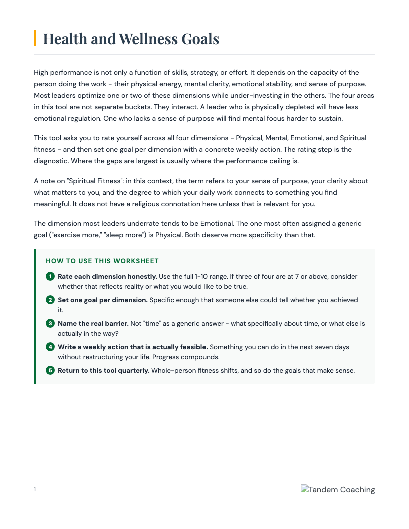 Health and Wellness Goals - preview