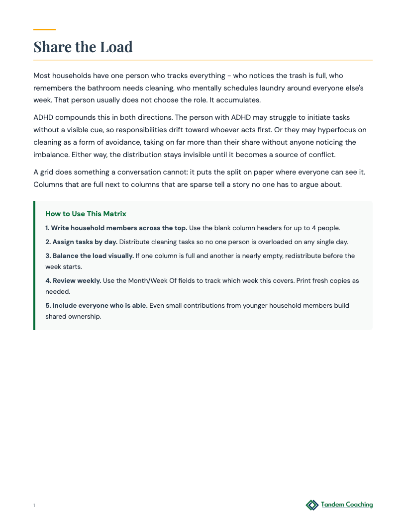 Household Responsibility Matrix - preview
