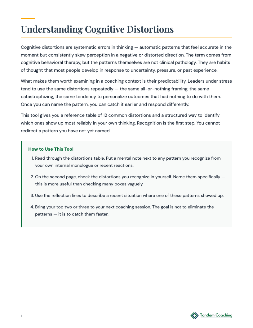 Inner Critic Identification Worksheet - preview
