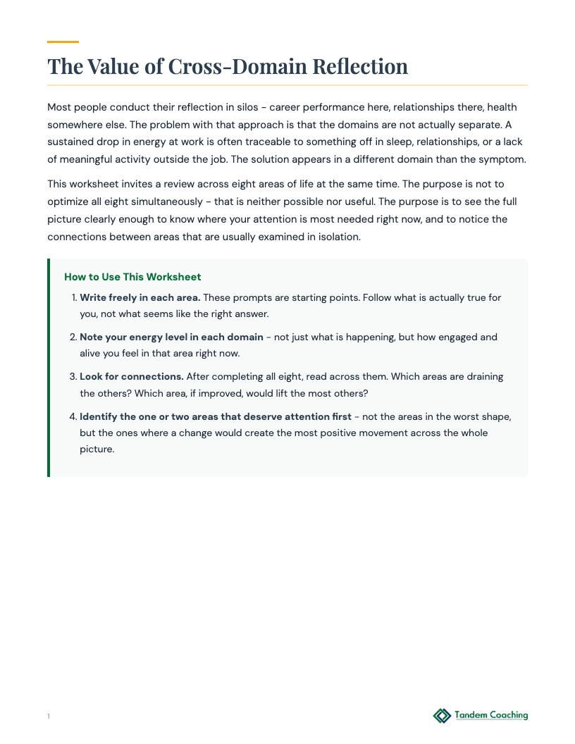 Life Areas Reflection - preview