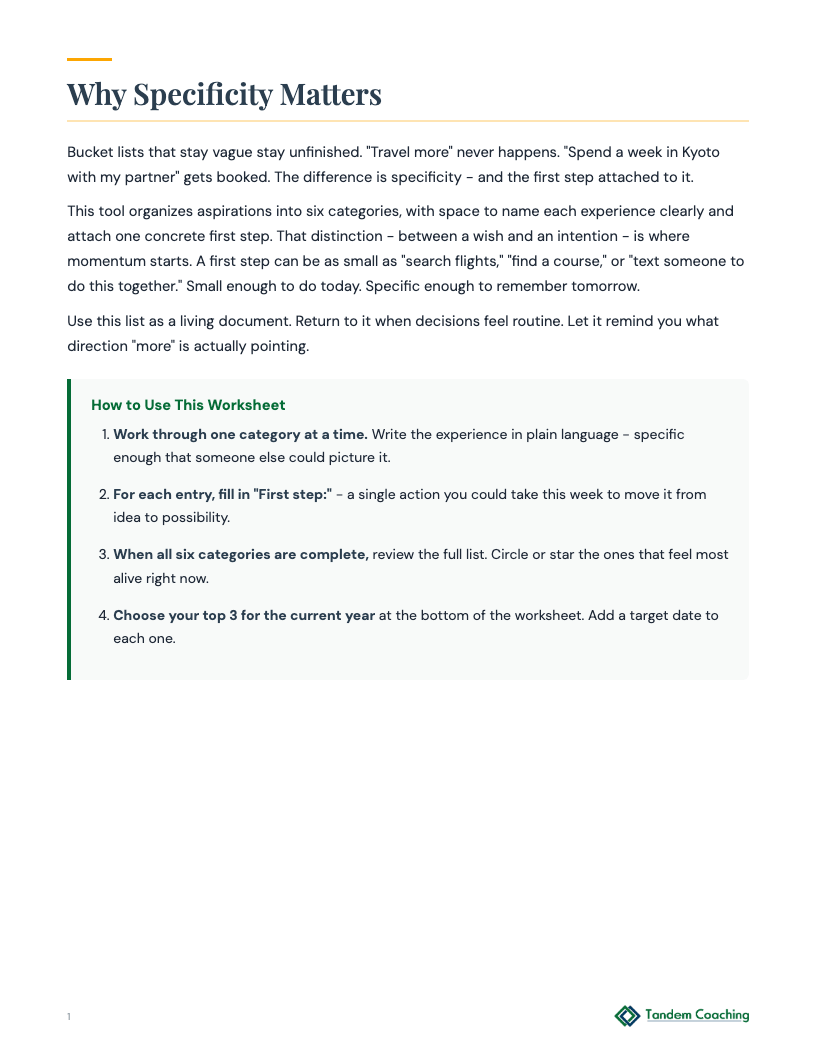 Life Experience Bucket List - preview