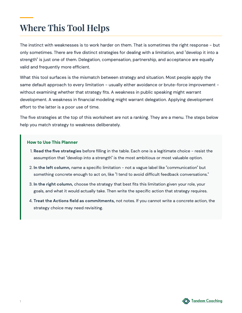 Limitations Strategy Planner - preview