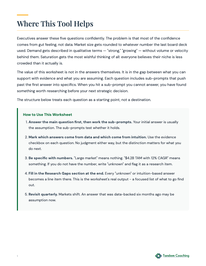Market Research Worksheet - preview