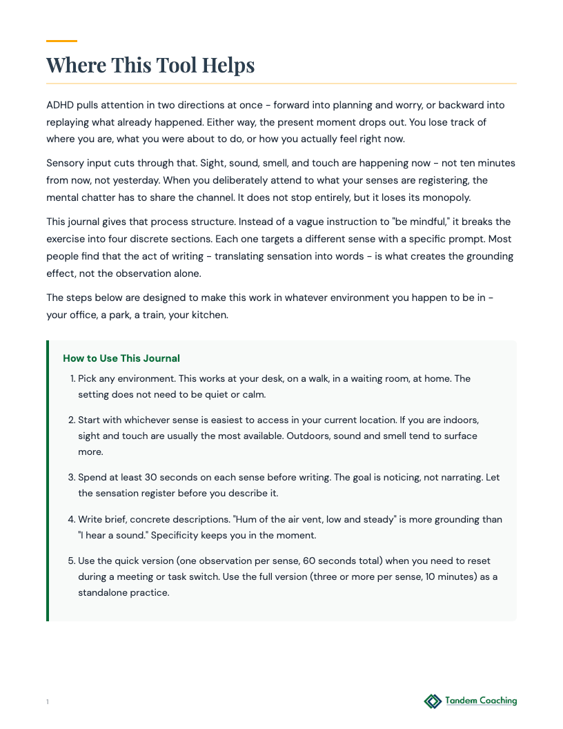 Mindful Senses Journal - preview