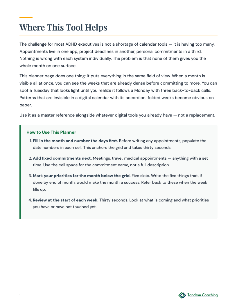 Month at a Glance - preview