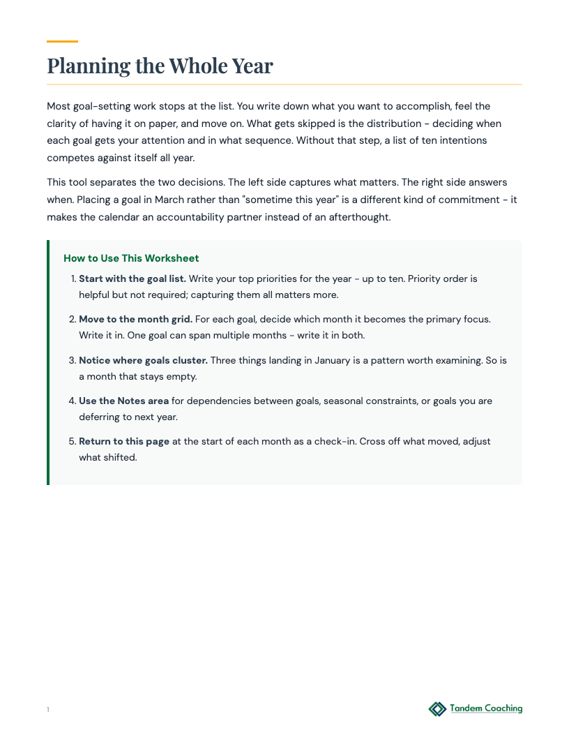 Month by Month Goals - preview