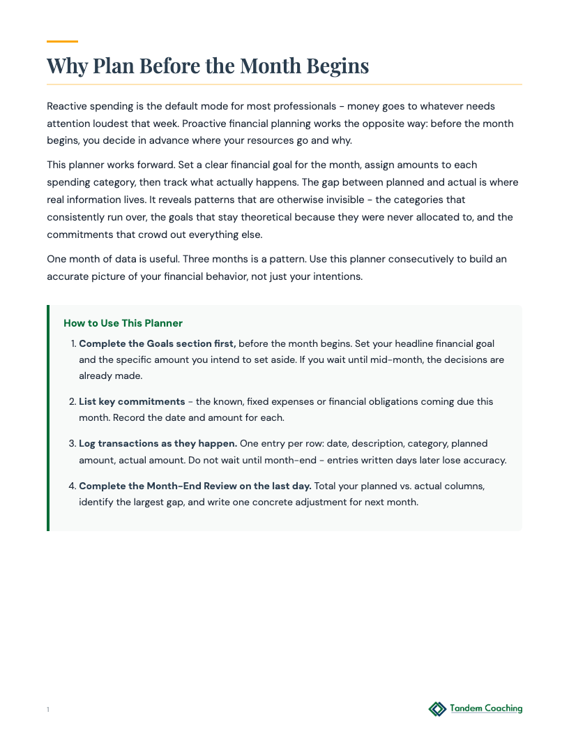 Monthly Budget Planner - preview