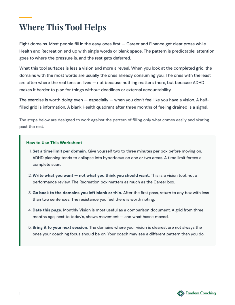 Monthly Vision - preview