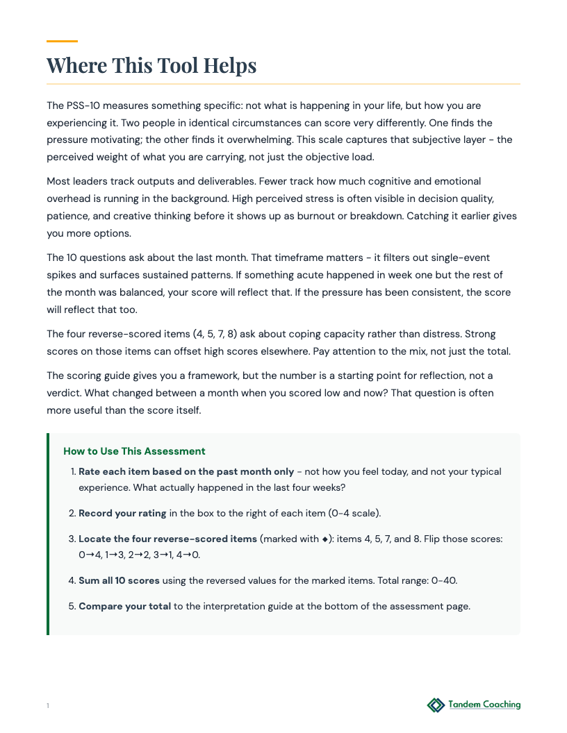 Perceived Stress Scale (PSS-10) - preview