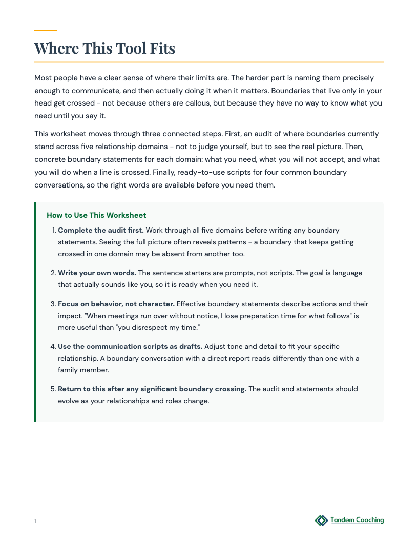 Personal Boundaries Worksheet - preview